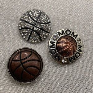 BASKETBALL - Snap Button Charms - Set of 3 - 18mm/20mm